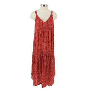 JOIE Tiered Maxi Dress Tea Rose Sleeveless V Neck Lined